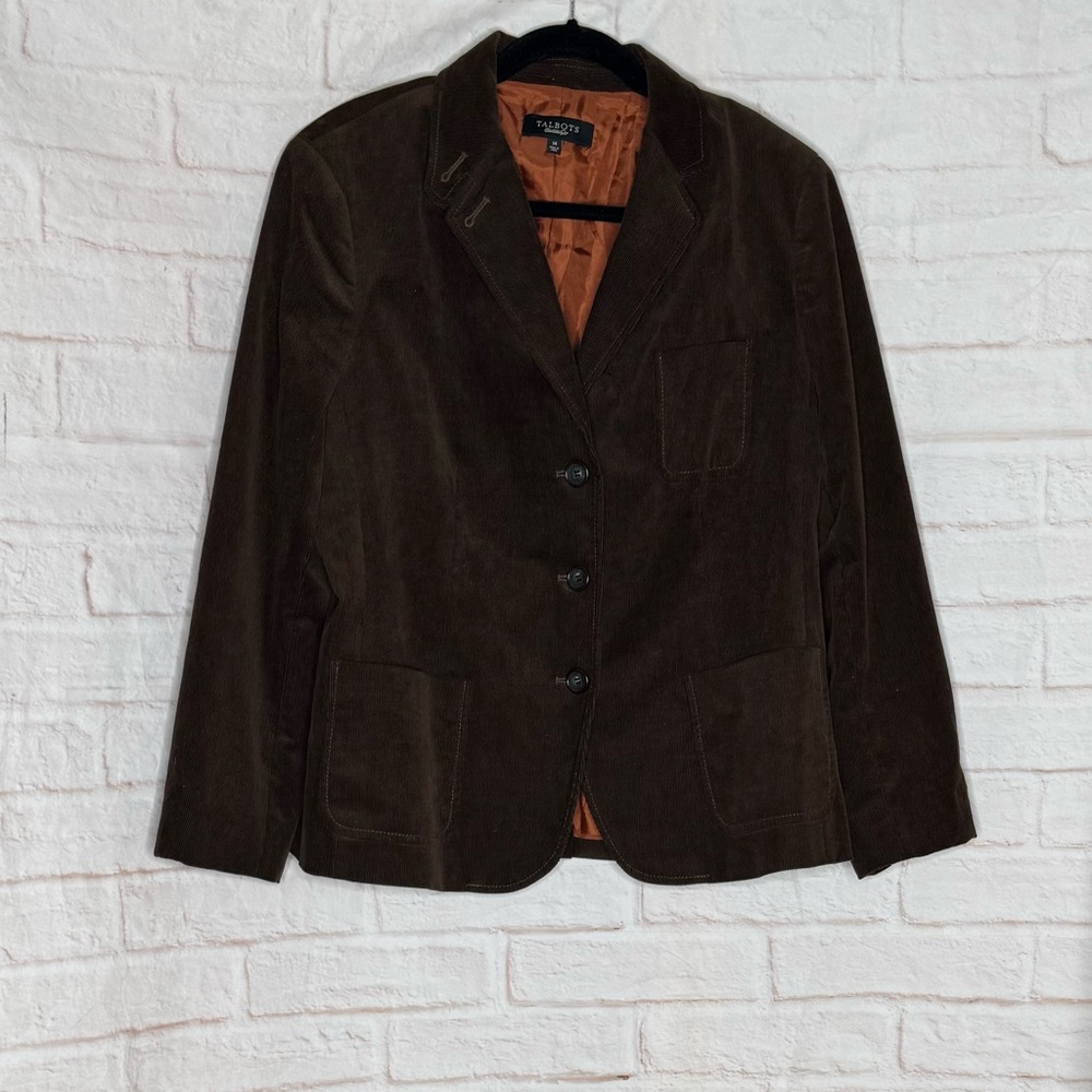 Talbots Dark Brown Corduroy Blazer size 14